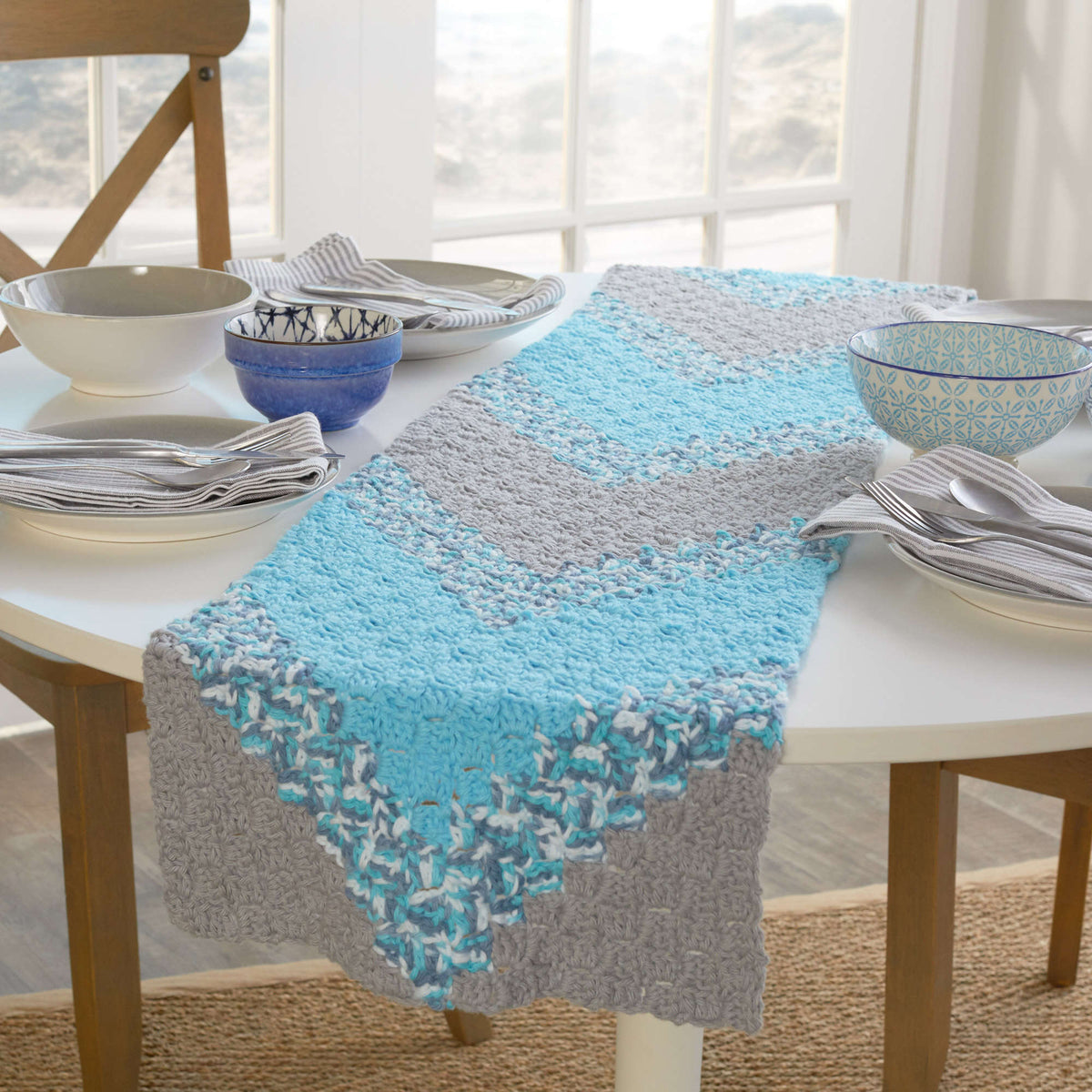 Crochet Runner made in Red Heart Scrubby Smoothie Yarn
