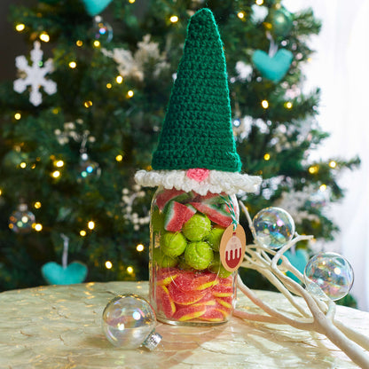 Red Heart Crochet Gnome Jar Topper Crochet Topper made in Red Heart Super Saver Yarn