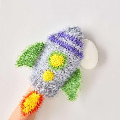 Red Heart Crochet Rocket Ship Scrubby Crochet Scrubby made in Red Heart Scrubby Sparkle Yarn