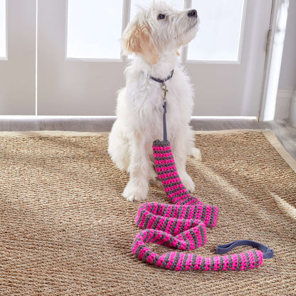 Red Heart Crochet Reflective Dog Leash Cover Crochet Dog Leash Cover made in Red Heart Reflective Yarn