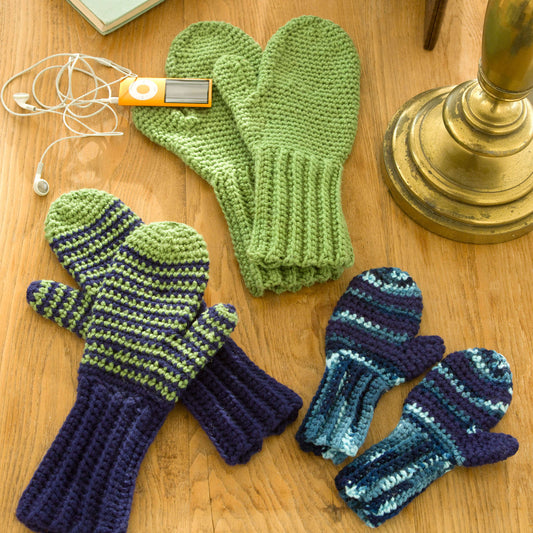 Crochet Mittens made in Red Heart Super Saver Yarn