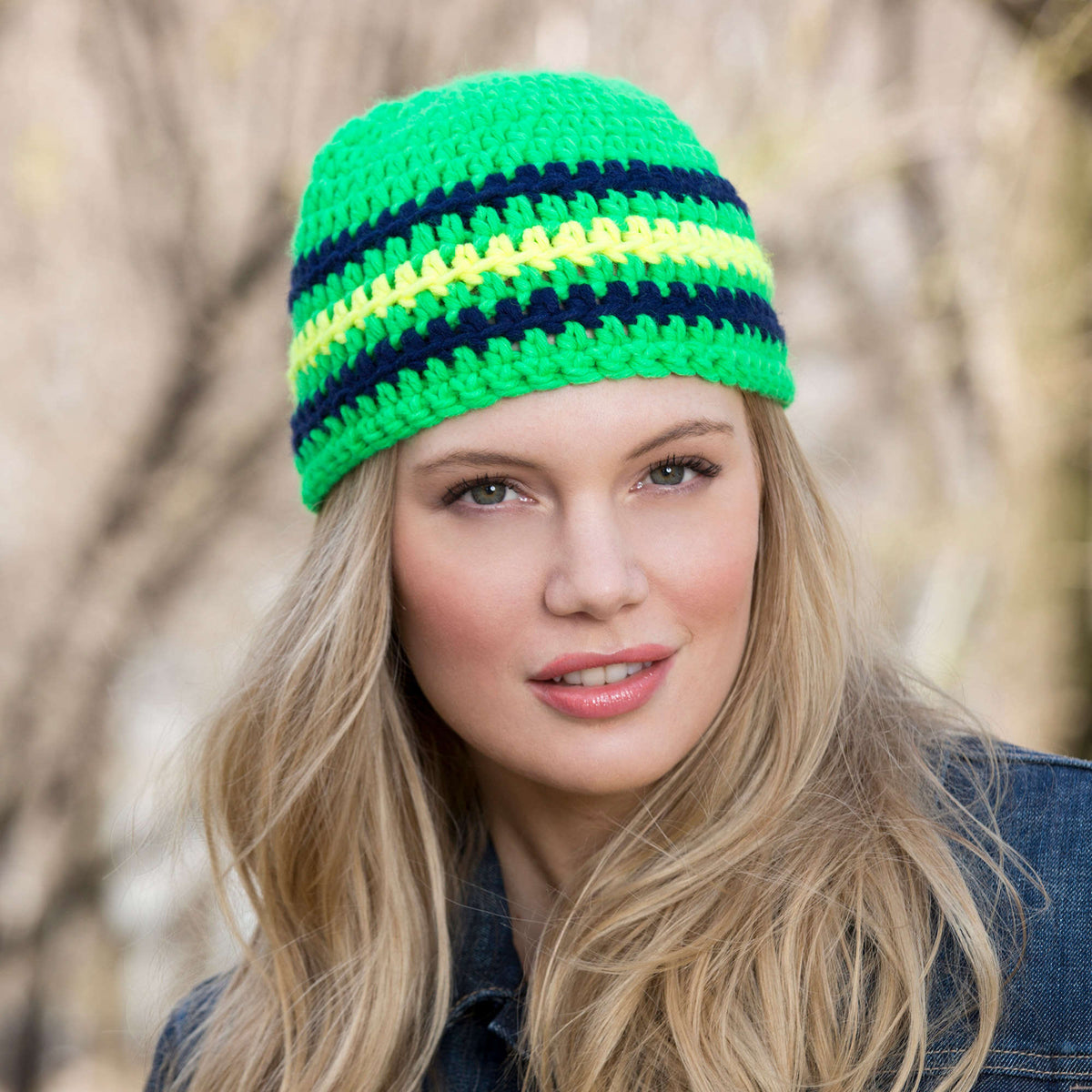 Crochet Beanie made in Red Heart Heads Up Yarn
