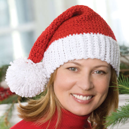Red Heart Crochet Santa Hat Crochet Hat made in Red Heart Holiday Yarn
