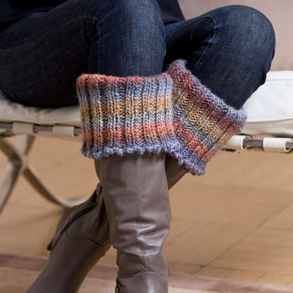 Red Heart Knit Warm Ribbed Boot Cuffs Knit Cuffs made in Red Heart Boutique Yarn