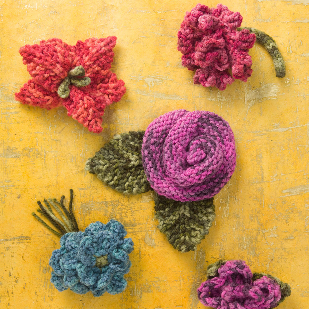 Knit Floral Flair made in Red Heart Chunky Yarn