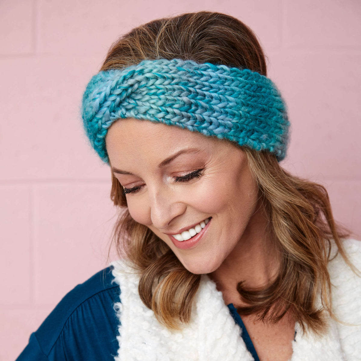 Knit Headband made in Red Heart Evermore Yarn