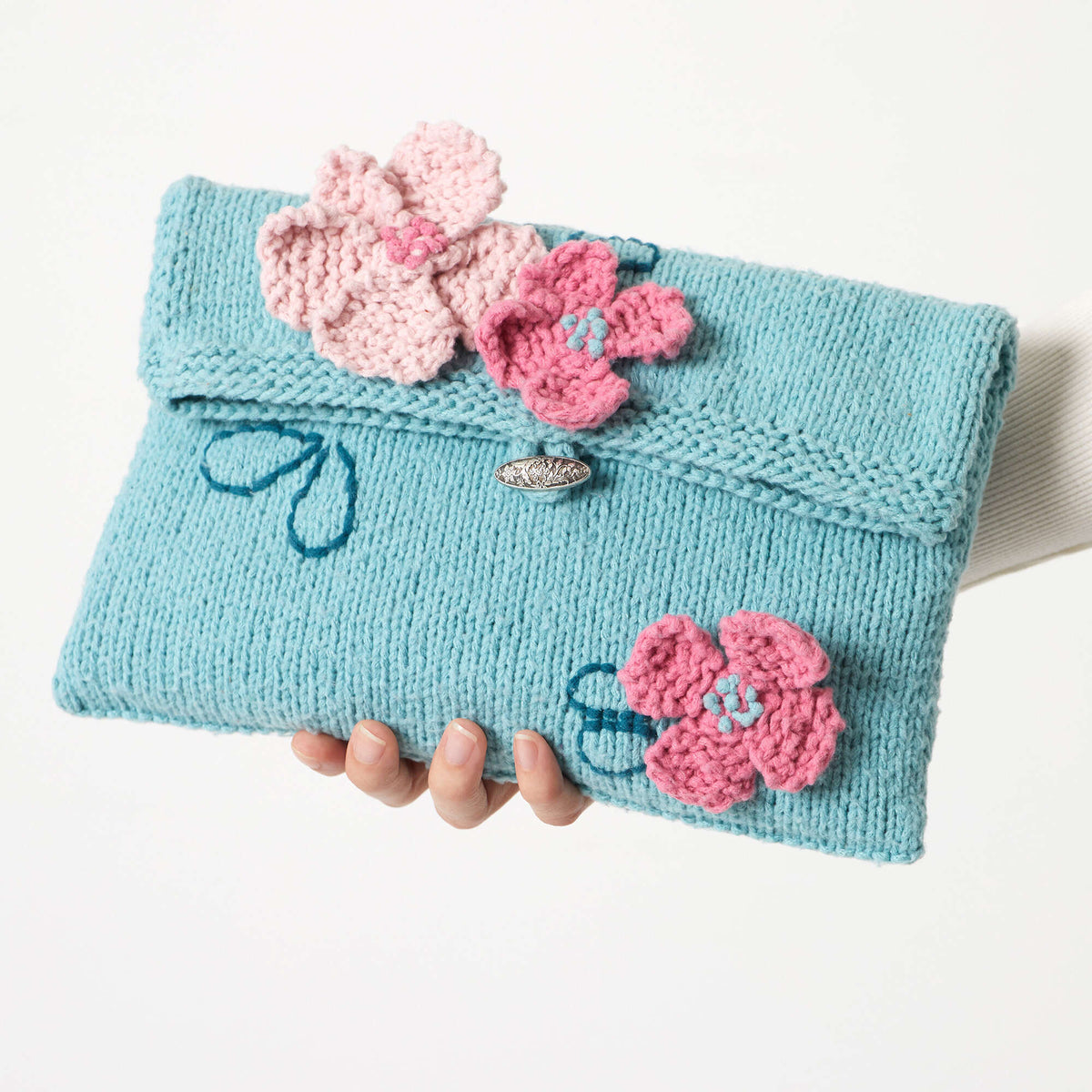 Knit Clutch made in Red Heart Amore Yarn