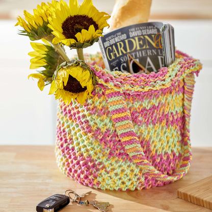 Red Heart Knit Expanding Market Bag Knit Bag made in Red Heart Scrubby Smoothie Yarn