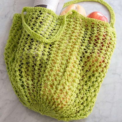 Red Heart Lacy Knit Market Bag Knit Bag made in Red Heart Luster Sheen Yarn
