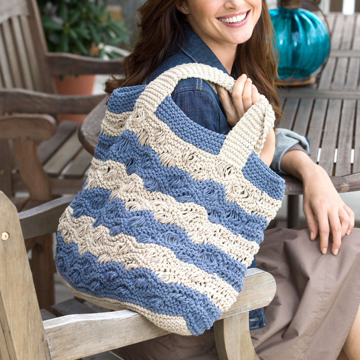 Knit Bag made in Red Heart Eco-Cotton Blend Yarn