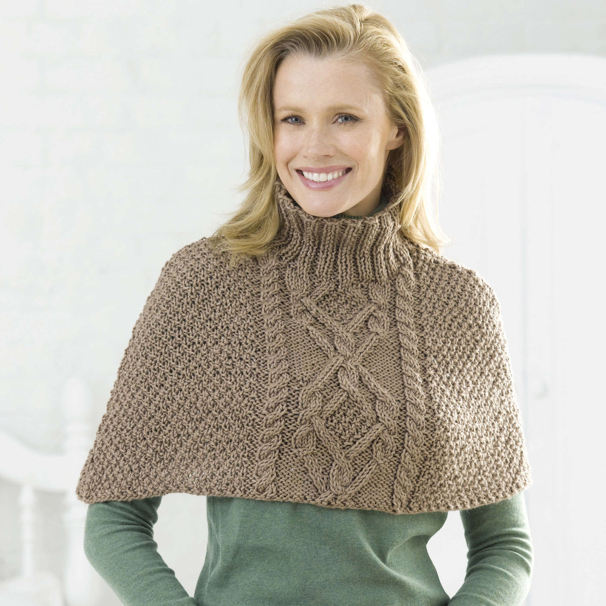 Knit Poncho made in Red Heart Eco-Ways Yarn
