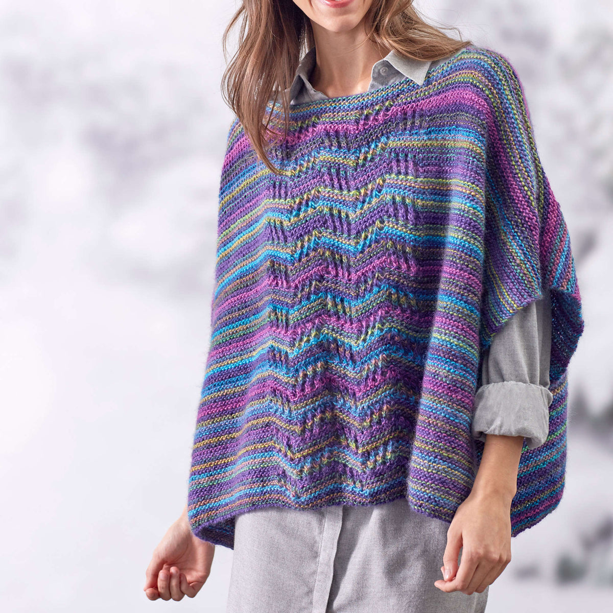 Knit Poncho made in Red Heart Boutique Yarn