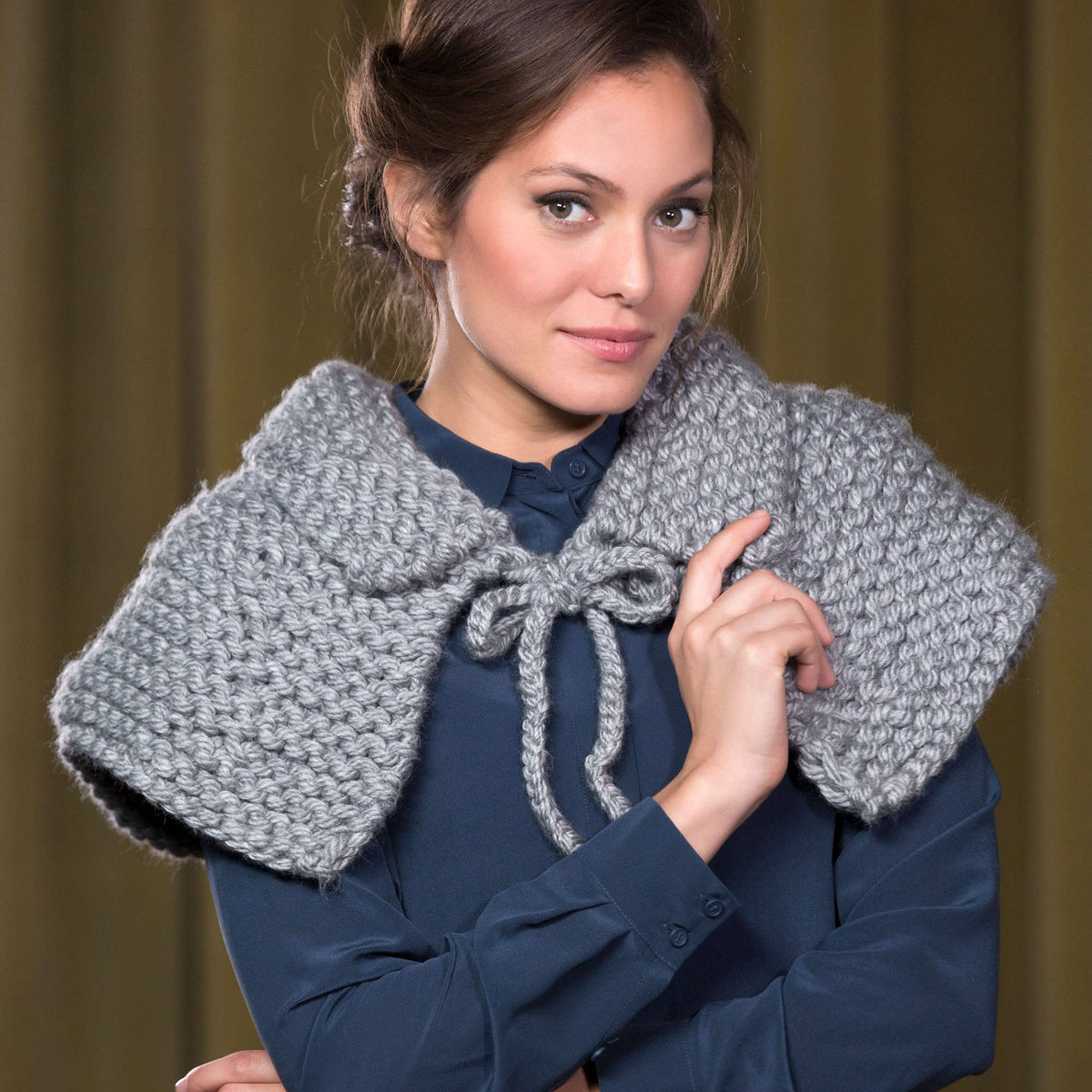 Knit Capelet made in Red Heart Grande Yarn