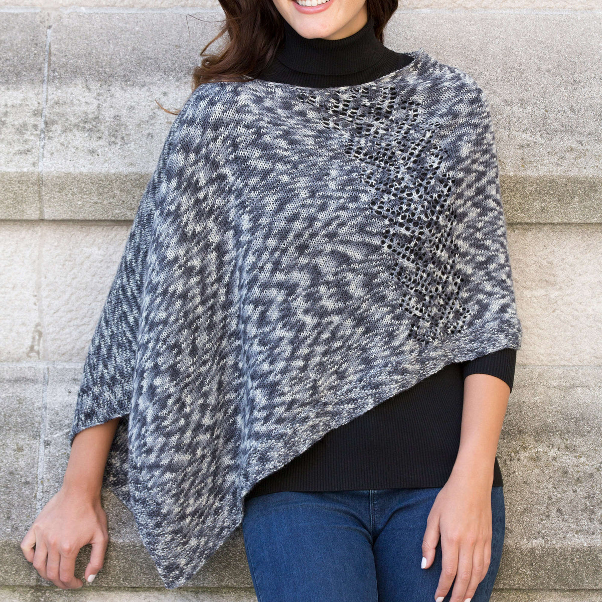 Knit Poncho made in Red Heart Heart & Sole Yarn