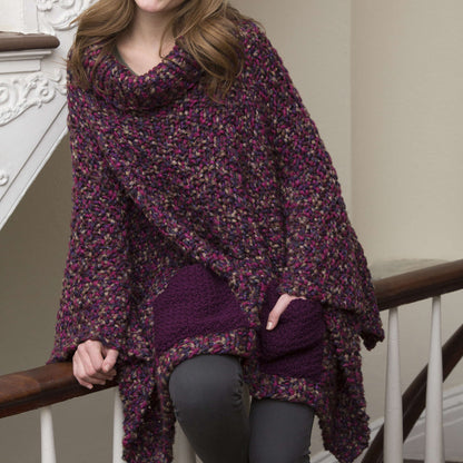 Red Heart Knit Pocket Poncho Knit Poncho made in Red Heart Boutique Yarn