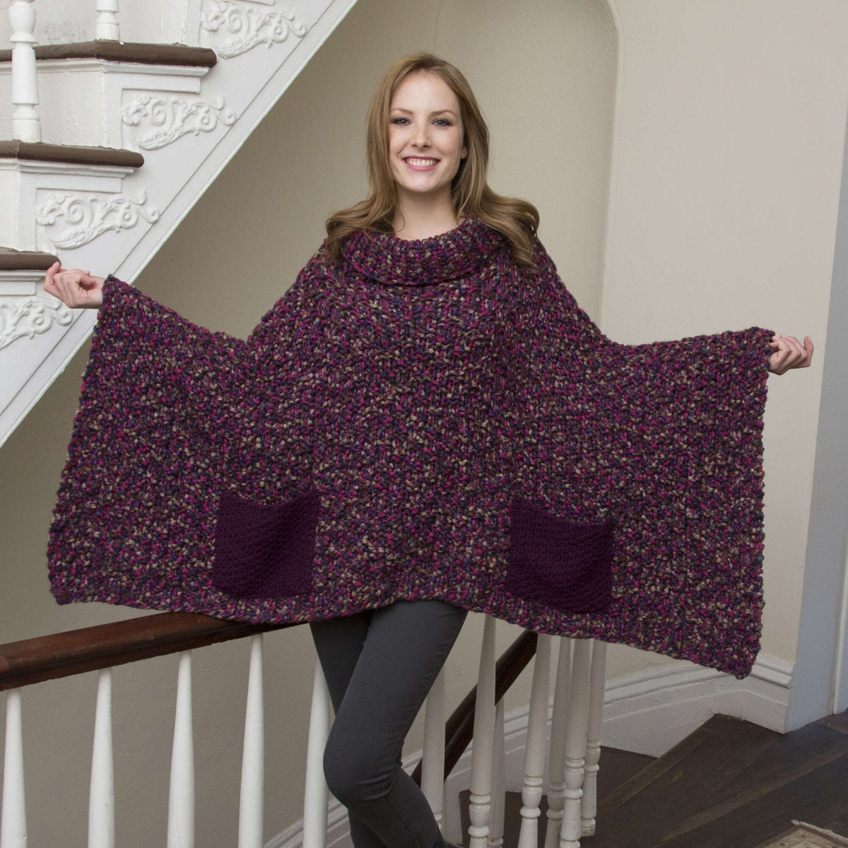 Knit Poncho made in Red Heart Boutique Yarn