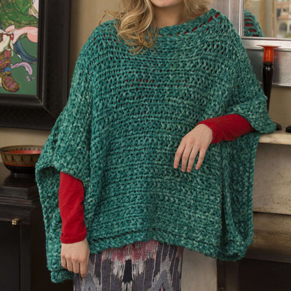 Red Heart Knit Boat Neck Poncho Knit Poncho made in Red Heart Boutique Yarn