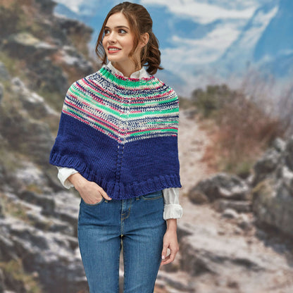 Red Heart Faux Fair Isle Knit Poncho Knit Poncho made in Red Heart Super Saver Fair Isle Yarn