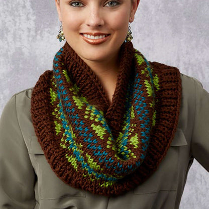 Red Heart Knit Fabulous Fair Isle Cowls Knit Cowl made in Red Heart Soft Yarn