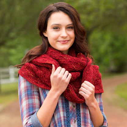 Red Heart Knit Garter and Lace Cowl Knit Cowl made in Red Heart Boutique Yarn