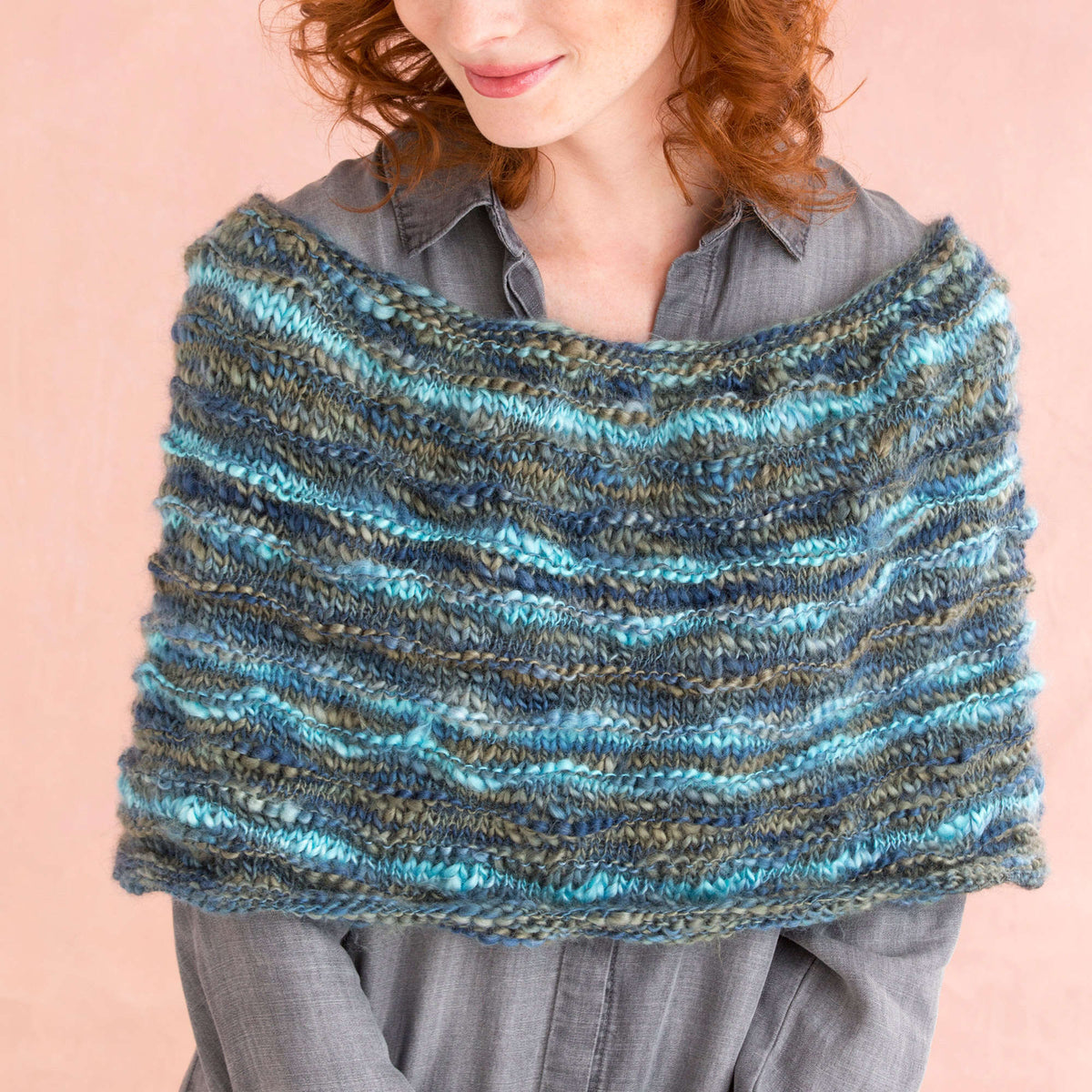 Knit Cowl made in Red Heart Unforgettable Yarn
