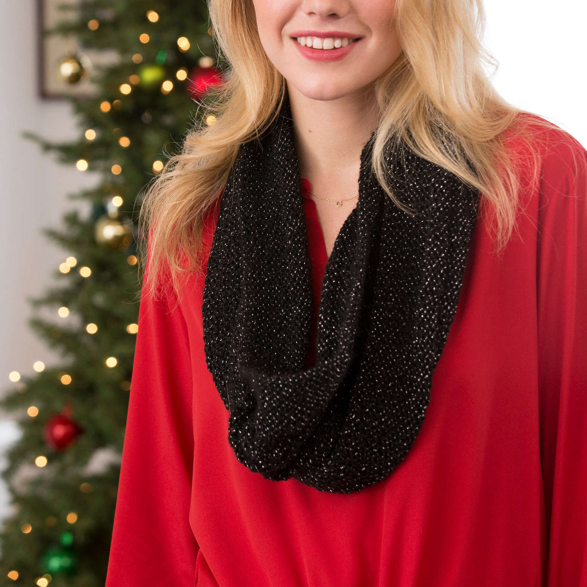 Knit Cowl made in Red Heart Holiday Yarn