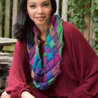 Red Heart Entrelac Knit Cowl Knit Cowl made in Red Heart Boutique Yarn