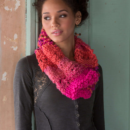 Red Heart Knit Multi-Textured Cowl Knit Cowl made in Red Heart Mixology Prints Yarn