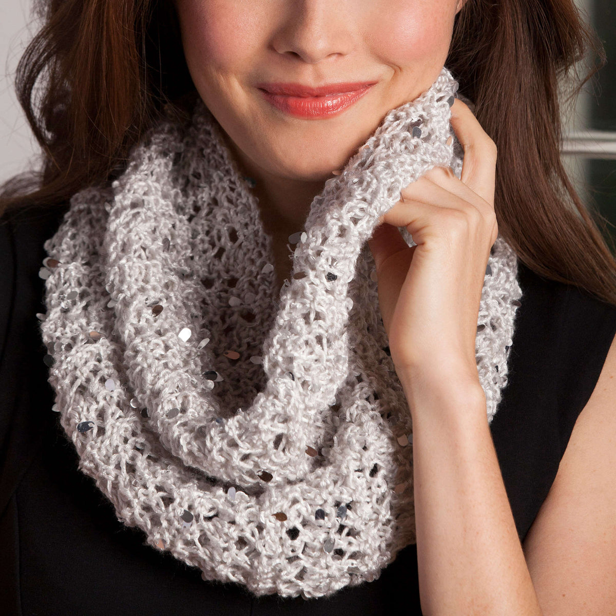 Knit Cowl made in Red Heart Boutique Yarn