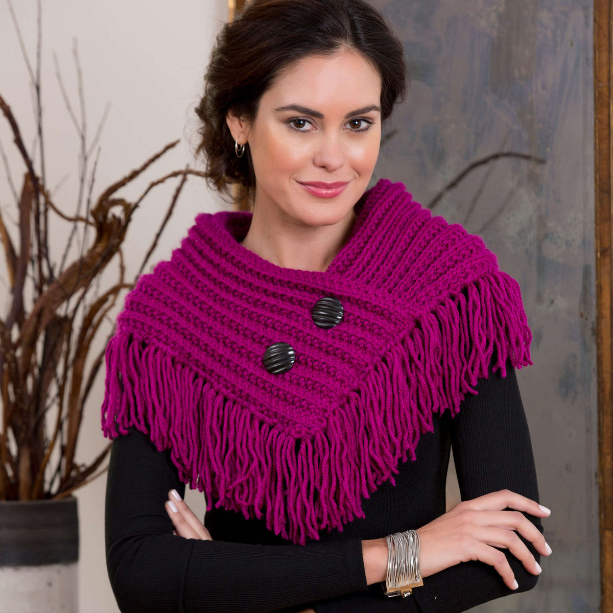 Knit Cowl made in Red Heart With Wool Yarn