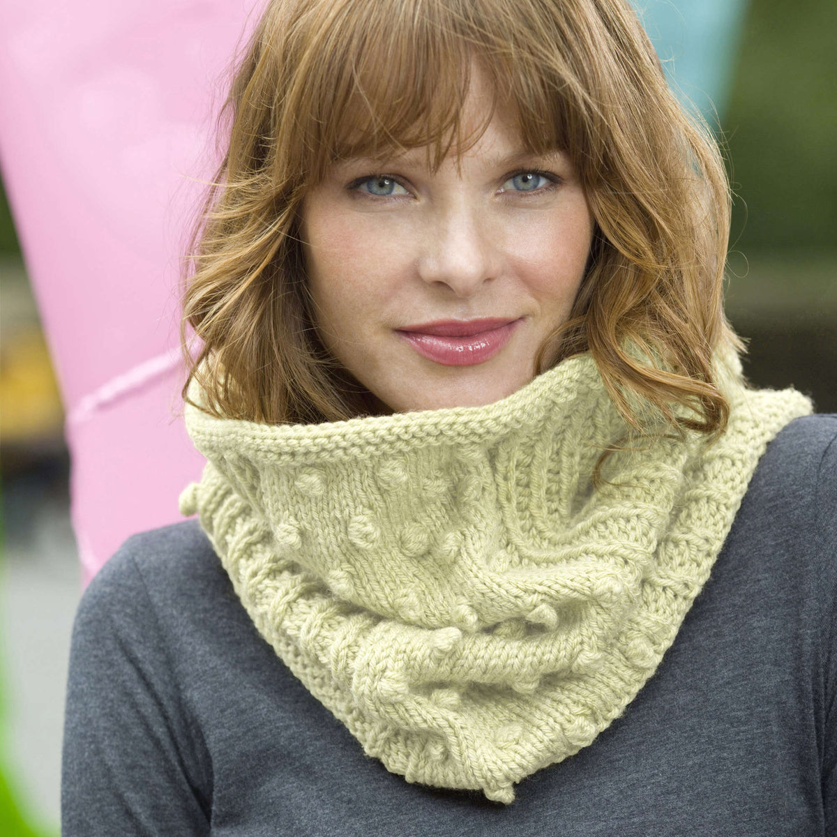 Knit Cowl made in Red Heart With Wool Yarn