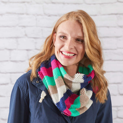 Red Heart Easy Stripes Knit Cowl Knit Cowl made in Red Heart Super Saver Yarn