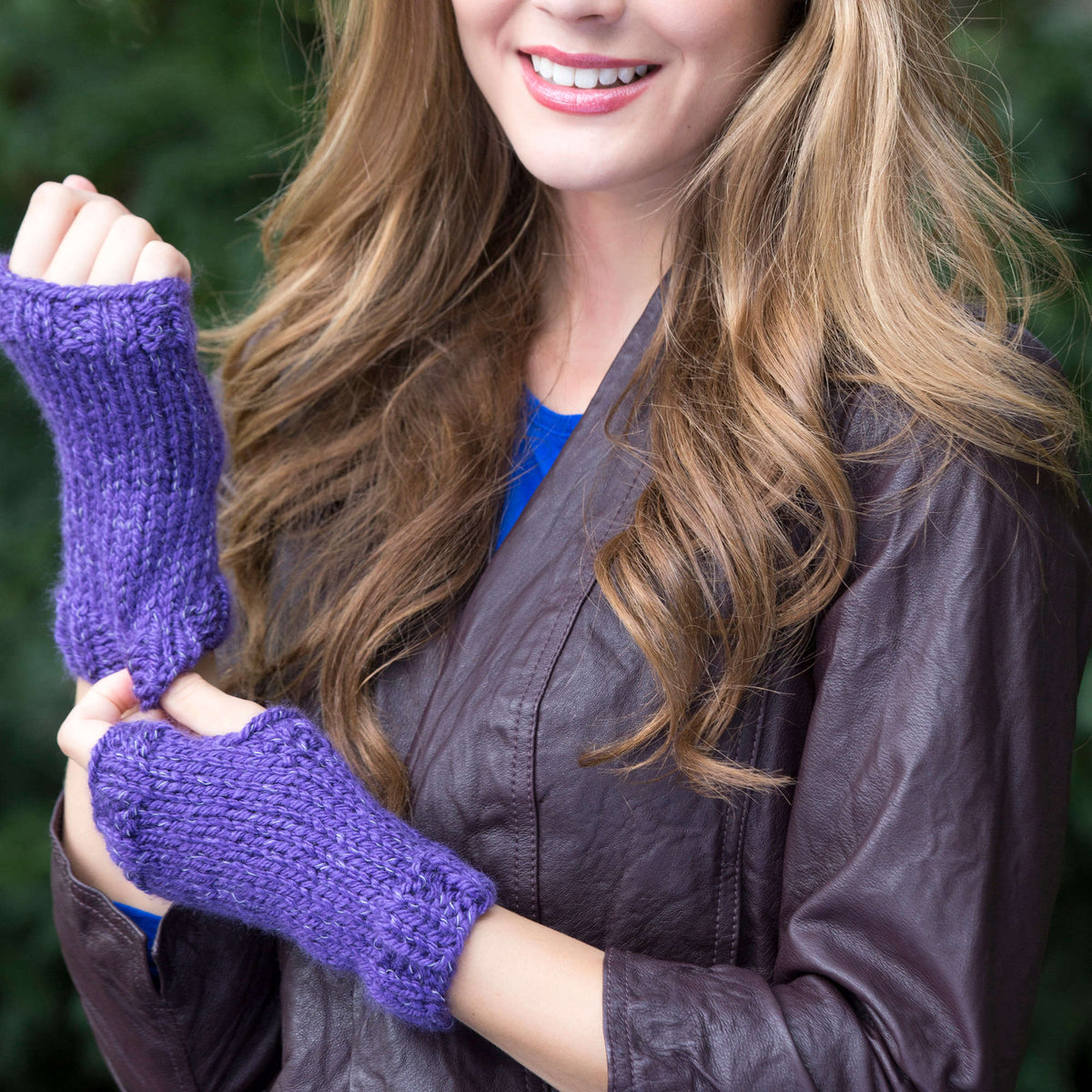 Knit Wristlets made in Red Heart Reflective Yarn