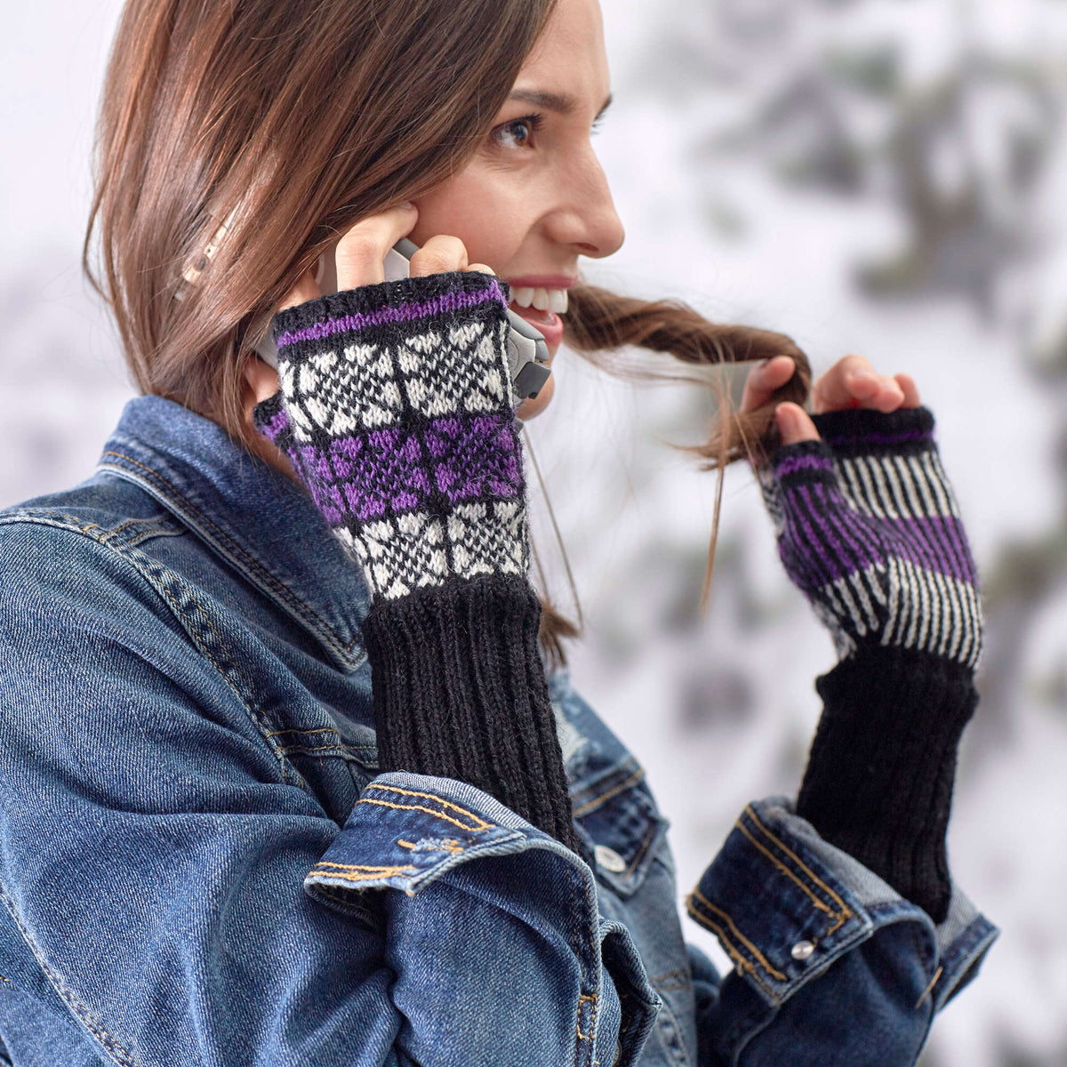 Knit Mitts made in Red Heart Heart & Sole Yarn