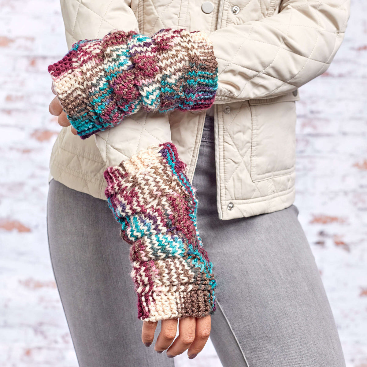 Knit Mitts made in Red Heart Super Saver Yarn