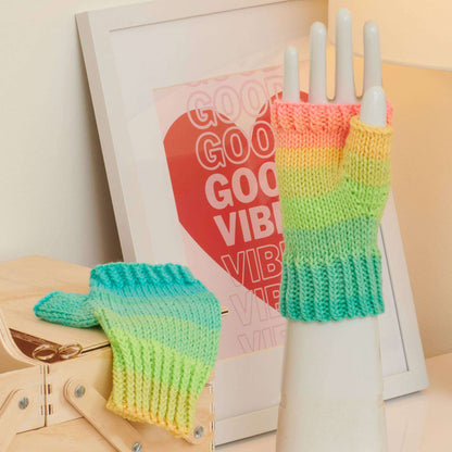Red Heart Knit Fingerless Mittens Single Size