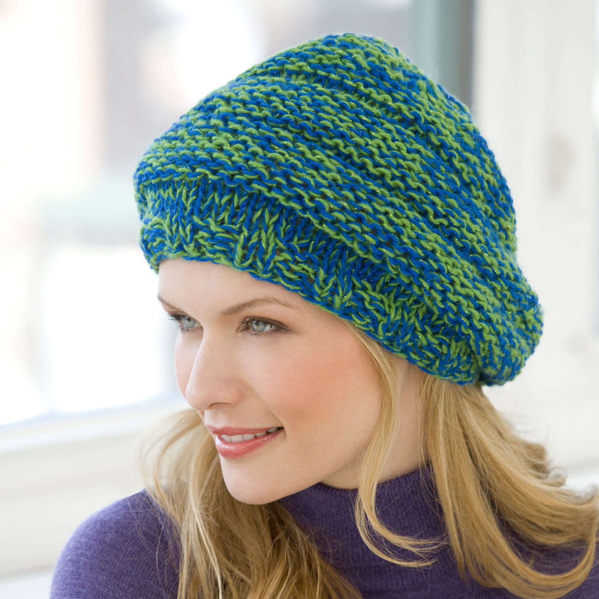 Knit Hat made in Red Heart Shimmer Yarn