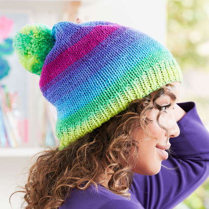 Red Heart Knit Stripes Hat Knit Hat made in Red Heart Super Saver Yarn
