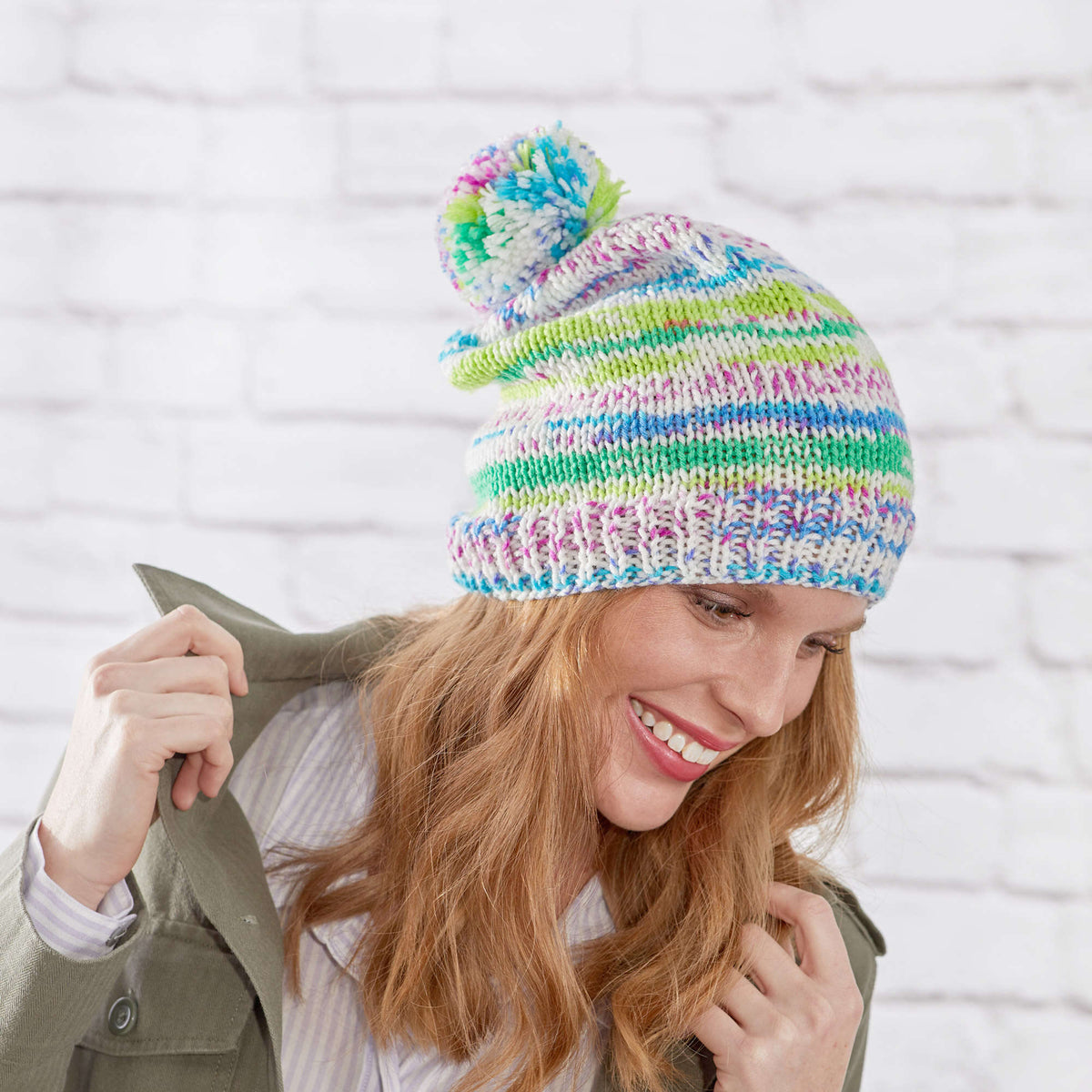 Knit Hat made in Red Heart Super Saver Fair Isle Yarn