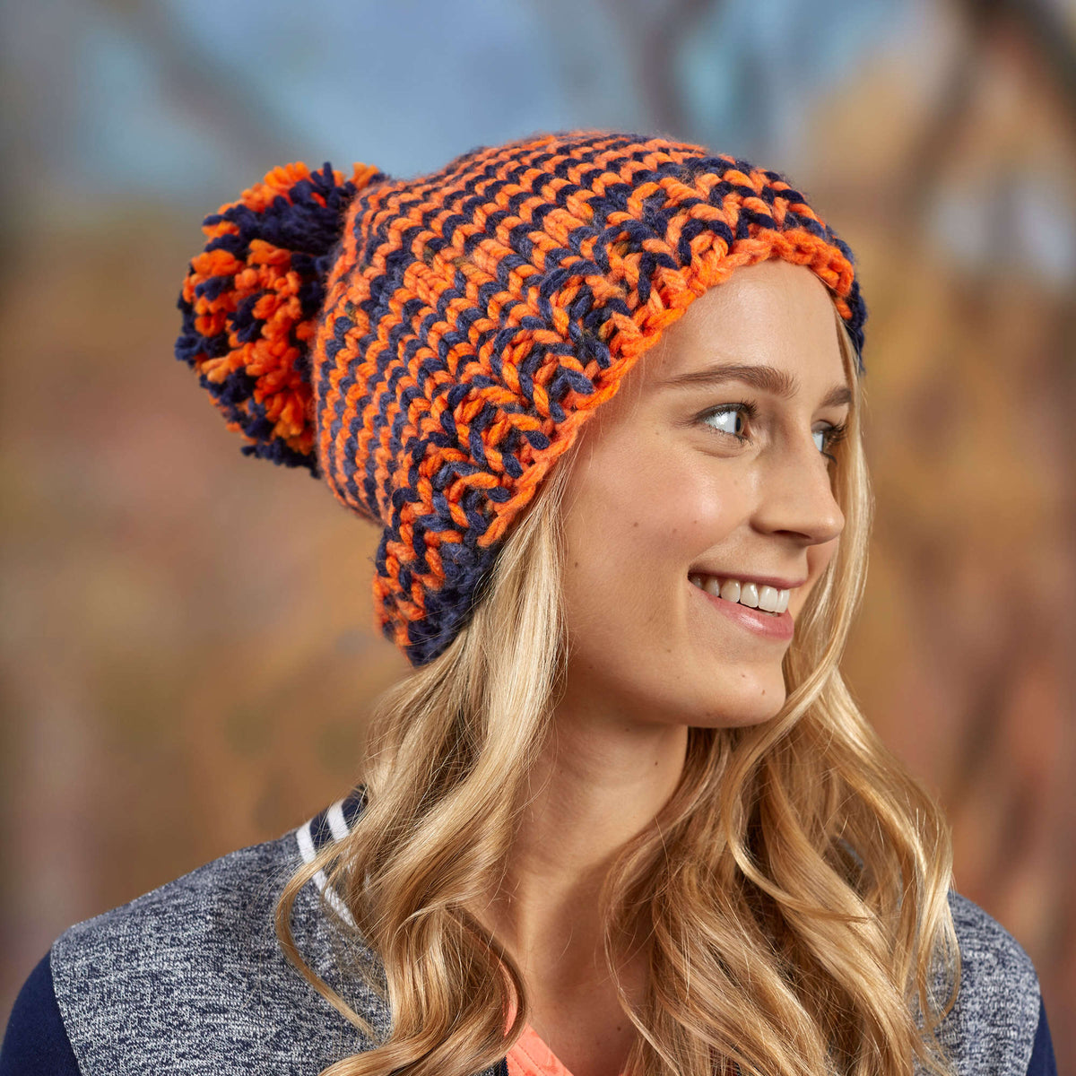 Knit Hat made in Red Heart Team Spirit Chunky Yarn