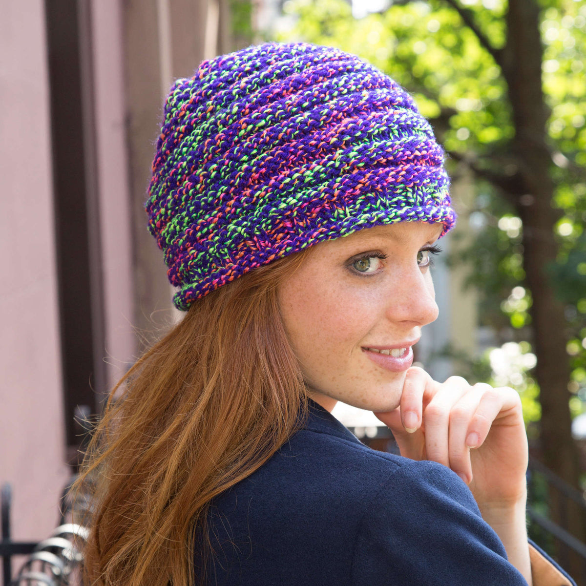 Knit Hat made in Red Heart Tweed Twist Yarn
