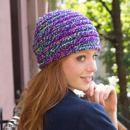 Red Heart Knit Bright In-Style Hat Knit Hat made in Red Heart Tweed Twist Yarn