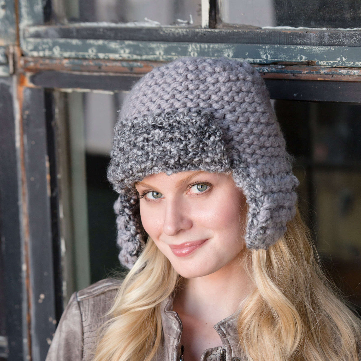 Knit Hat made in Red Heart Mixology Solids Yarn