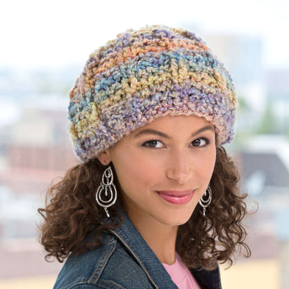 Red Heart Soft Pastel Knit Hat Knit Hat made in Red Heart Stellar Yarn
