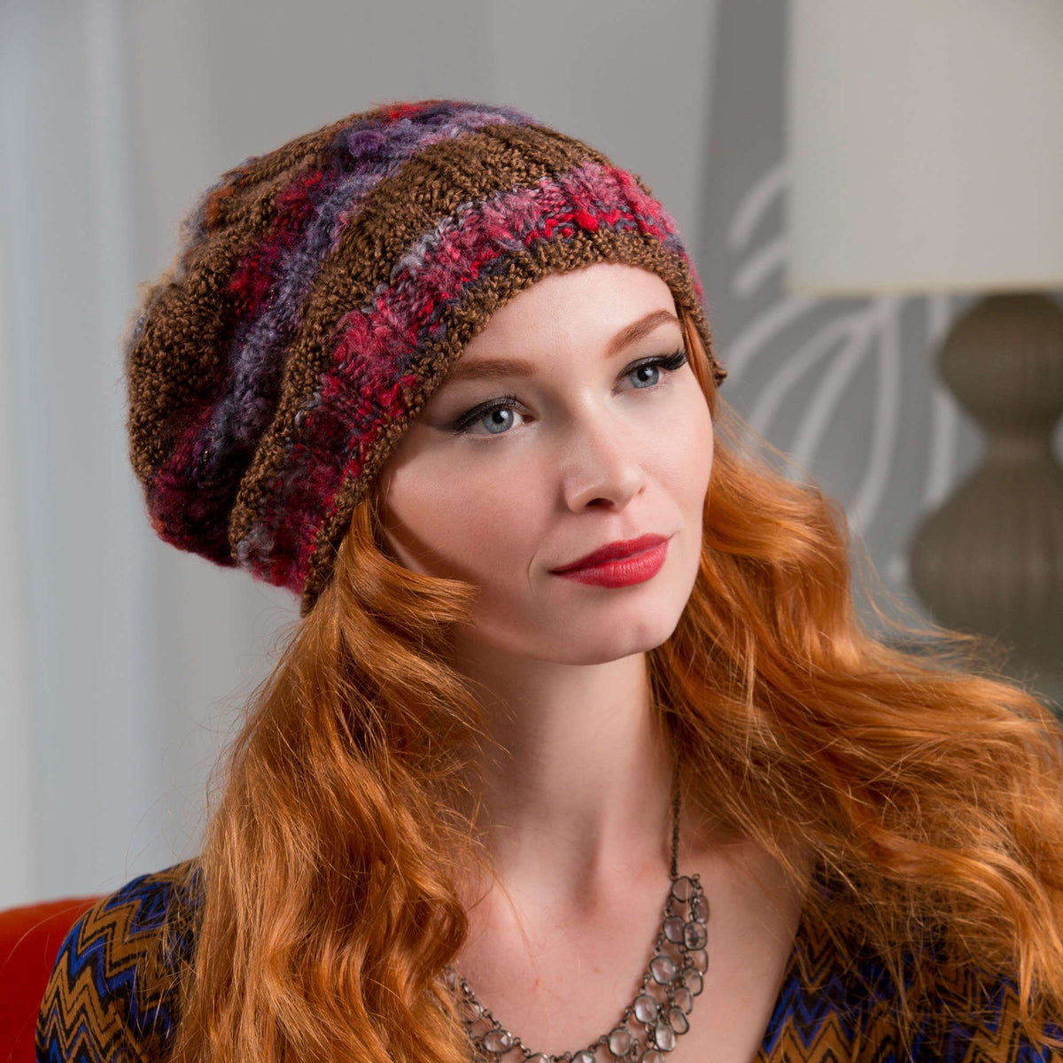 Knit Beanie made in Red Heart Boutique Yarn