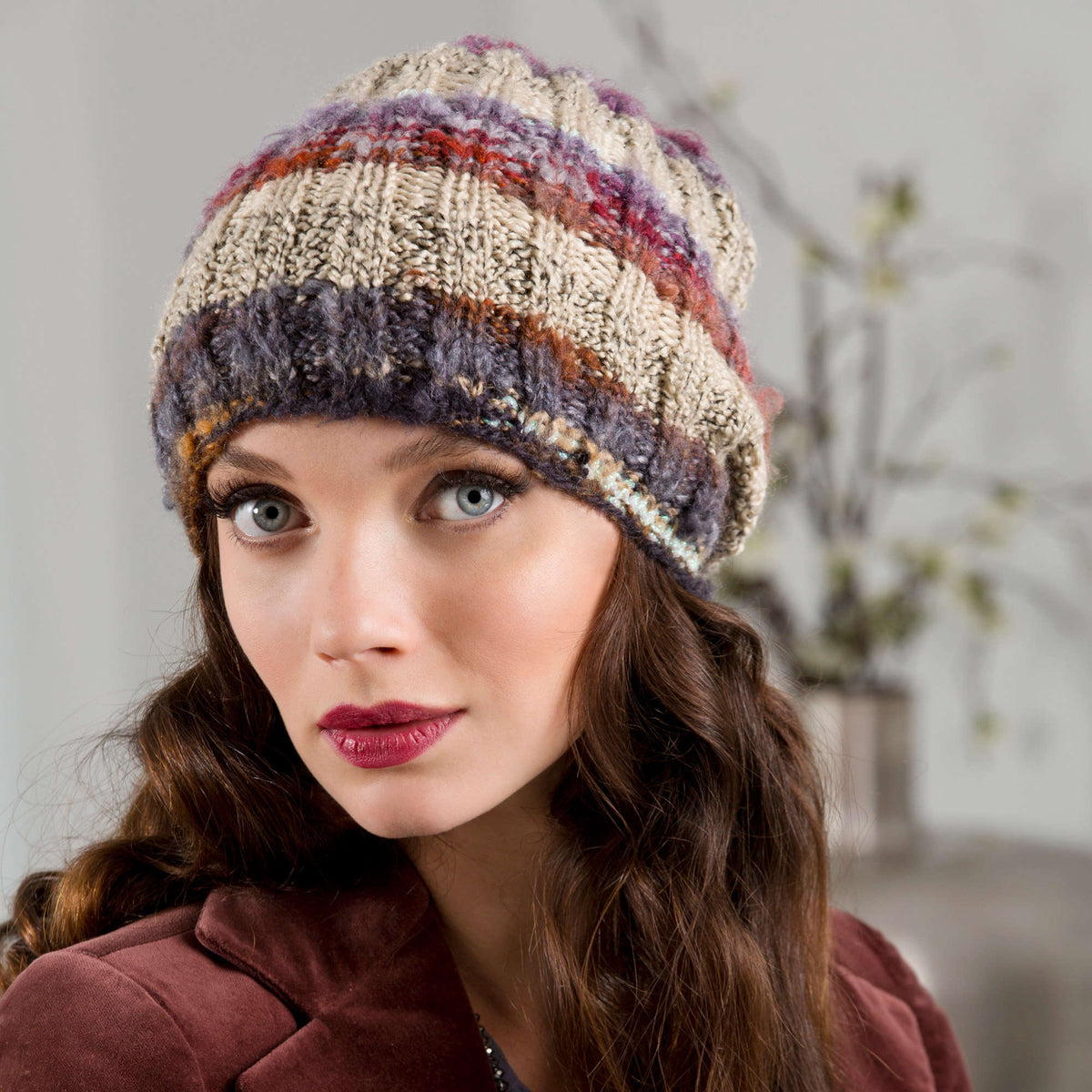 Knit Beanie made in Red Heart Boutique Yarn