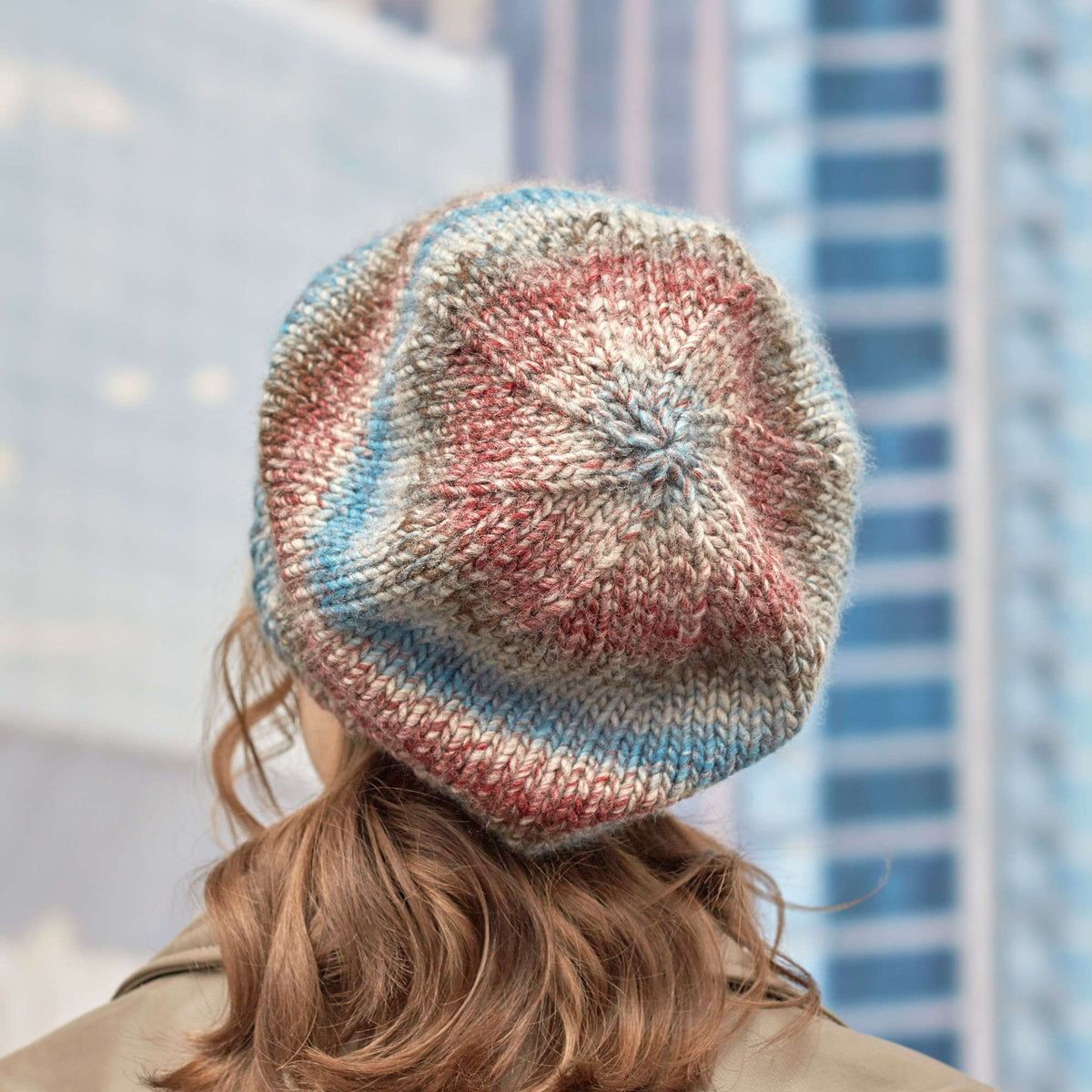 Knit Hat made in Red Heart Colorscape Yarn
