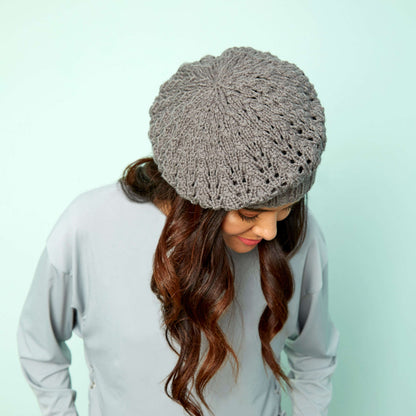 Red Heart Knit Lace Beret Knit Beret made in Red Heart With Love Yarn