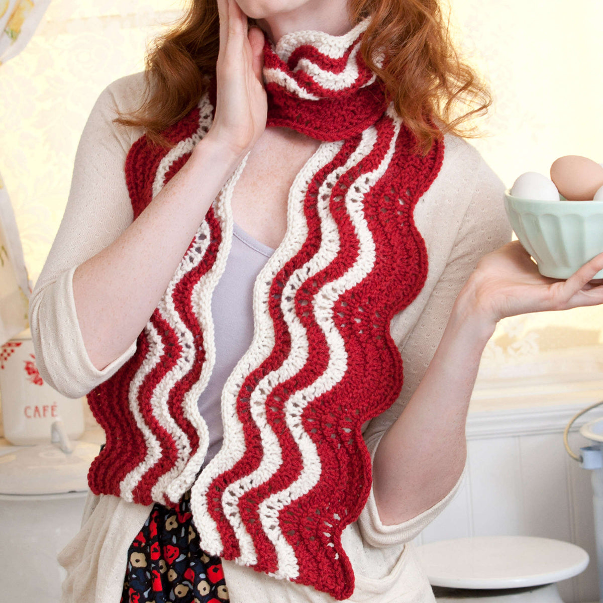 Knit Scarf made in Red Heart Alpaca Love Yarn