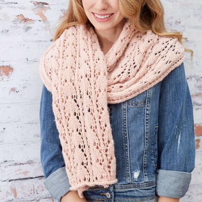 Red Heart First-Timer Knit Lace Scarf Knit Scarf made in Red Heart Hygge Charm Yarn